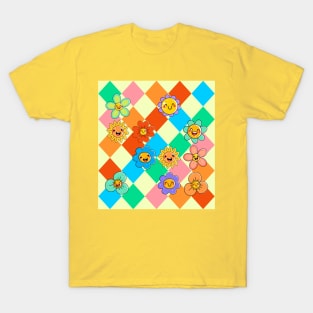 Bright Squares Trippy Smiley T-Shirt